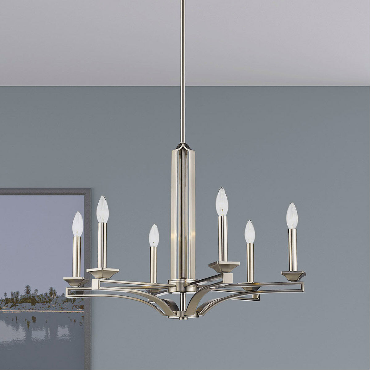 Trumbull 6 Light 26 inch Brushed Nickel Chandelier Ceiling Light